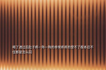 喝了酒过后肚子疼一阵一阵的非常疼疼的受不了根本忍不住那是怎么回