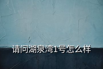 请问湖泉湾1号怎么样