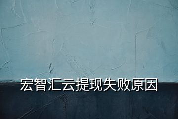 宏智汇云提现失败原因