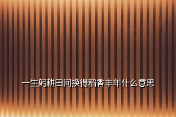 一生躬耕田间换得稻香丰年什么意思