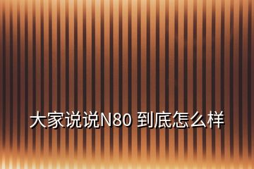 大家说说N80 到底怎么样