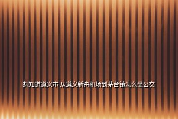 想知道遵义市 从遵义新舟机场到茅台镇怎么坐公交