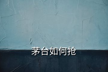 茅台如何抢