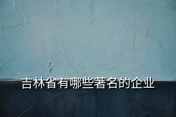 吉林省有哪些著名的企业