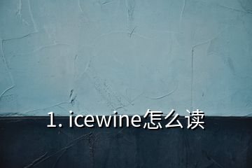 1. icewine怎么读