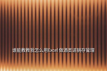 谁能教教我怎么用Excel 做酒类进销存管理