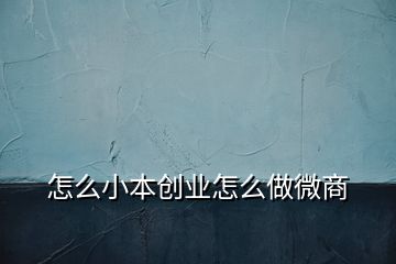 怎么小本创业怎么做微商