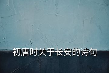 初唐时关于长安的诗句