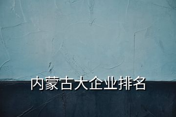 内蒙古大企业排名