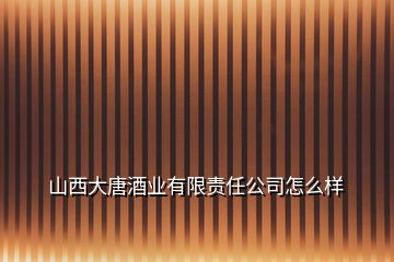 山西大唐酒业有限责任公司怎么样