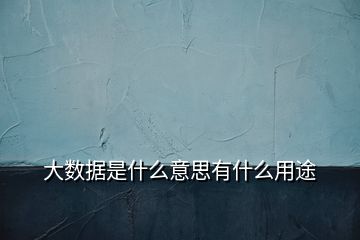 大数据是什么意思有什么用途