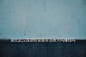 湖北武汉连锁经营是非法收入吗赚钱吗