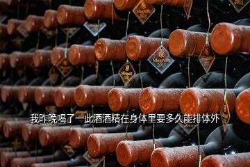 我昨晚喝了一此酒酒精在身体里要多久能排体外