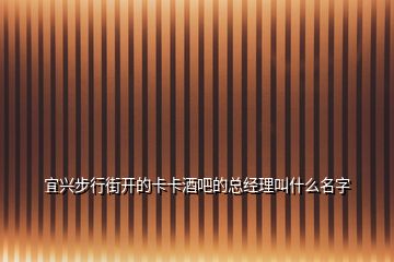 宜兴步行街开的卡卡酒吧的总经理叫什么名字