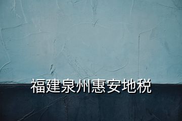 福建泉州惠安地税