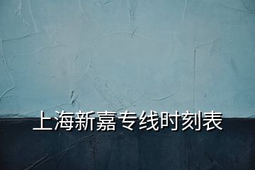 上海新嘉专线时刻表