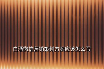 白酒微信营销策划方案应该怎么写