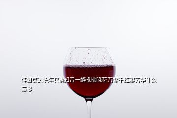 佳酿莫过陈年窖遇知音一醉抵拂晓花万紫千红凝芳华什么意思