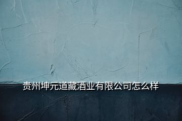 贵州坤元道藏酒业有限公司怎么样