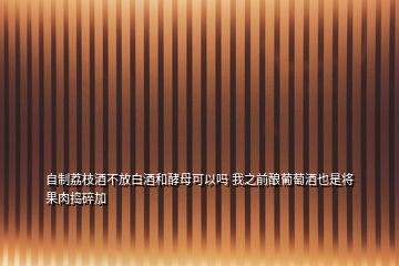 自制荔枝酒不放白酒和酵母可以吗 我之前酿葡萄酒也是将果肉捣碎加