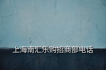 上海南汇乐购招商部电话