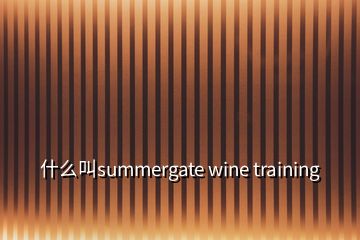 什么叫summergate wine training