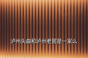 泸州头曲和泸州老窖是一家么