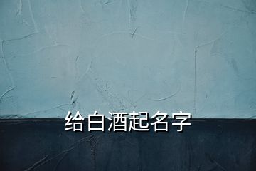 给白酒起名字