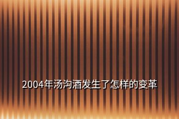 2004年汤沟酒发生了怎样的变革