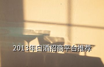 2013年白酒招商平台推荐