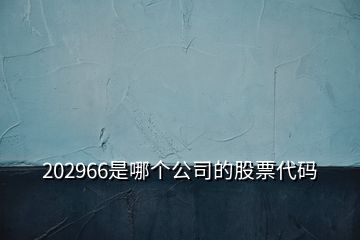 202966是哪个公司的股票代码