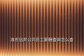 准东钻井公司员工薪酬查询怎么查