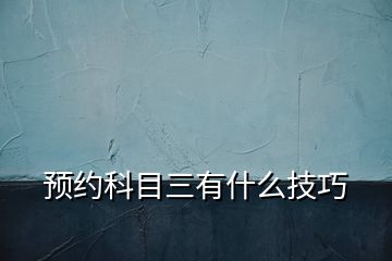 预约科目三有什么技巧