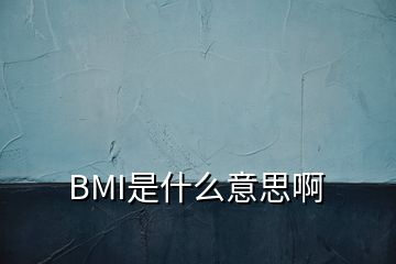 BMI是什么意思啊