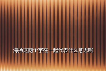 海扬这两个字在一起代表什么意思呢