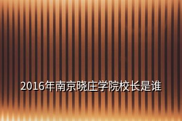 2016年南京晓庄学院校长是谁