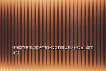 请问南京有哪些酒吧气氛比较安静可以和人比较自由聊天外国