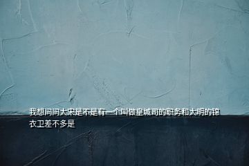 我想问问大宋是不是有一个叫做皇城司的职务和大明的锦衣卫差不多是