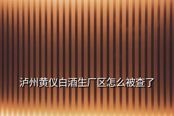 泸州黄仪白酒生厂区怎么被查了