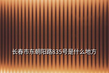 长春市东朝阳路835号是什么地方