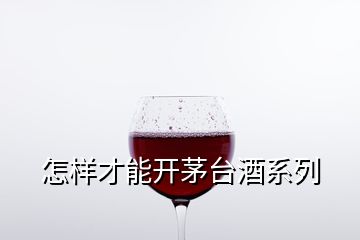 怎样才能开茅台酒系列