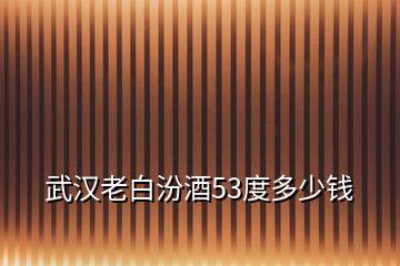 武汉老白汾酒53度多少钱