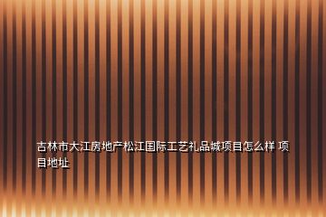 吉林市大江房地产松江国际工艺礼品城项目怎么样 项目地址