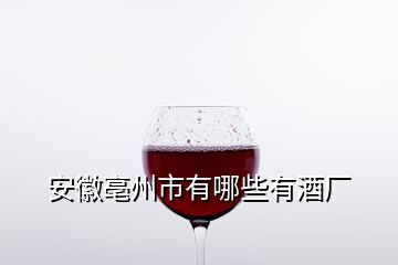 安徽亳州市有哪些有酒厂