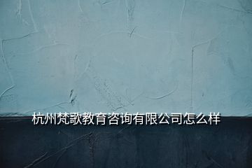 杭州梵歌教育咨询有限公司怎么样