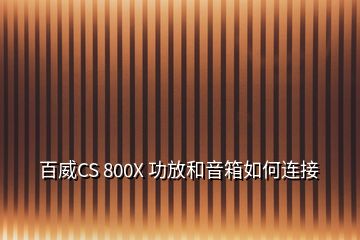 百威CS 800X 功放和音箱如何连接