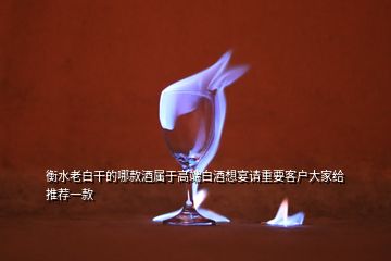 衡水老白干的哪款酒属于高端白酒想宴请重要客户大家给推荐一款