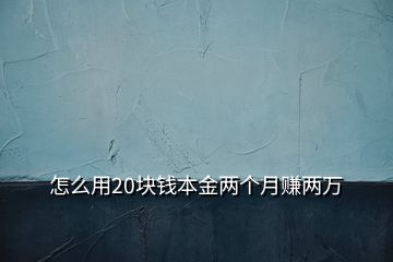 怎么用20块钱本金两个月赚两万