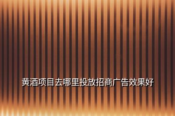 黄酒项目去哪里投放招商广告效果好