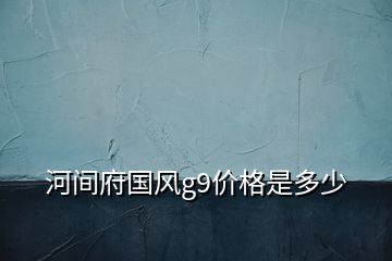 河间府国风g9价格是多少